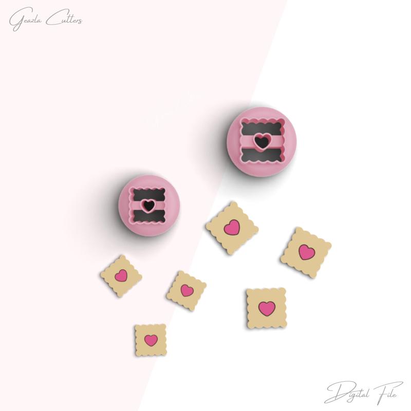 Valentine Biscuit Stud Clay Cutter, Valentine Day Polymer Clay Cutter, Mini Clay Cutters, 2 Sizes Included, Digital STL File, No: 1293