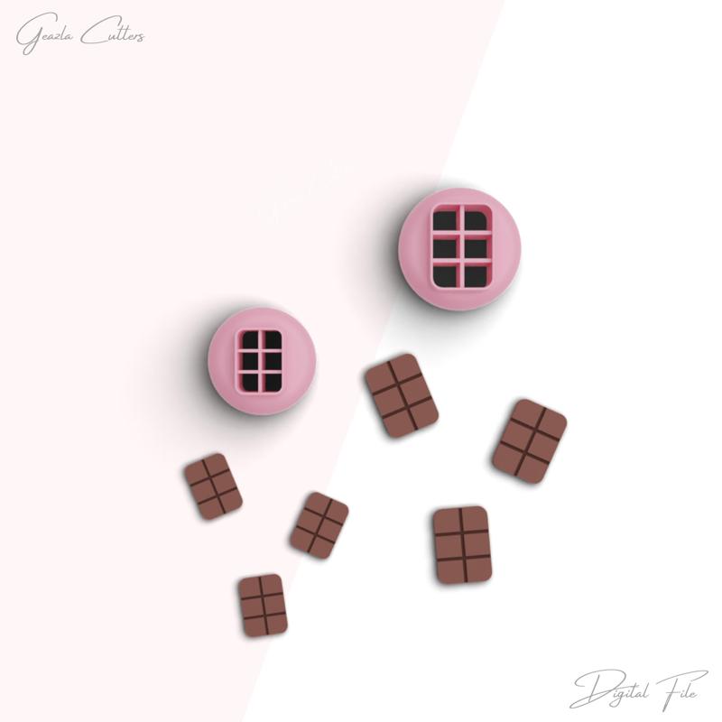 Chocolate Bar Stud Clay Cutter, Valentines Day Polymer Clay Cutter, Mini Clay Cutters, 2 Sizes Included, Digital STL File, No: 1289