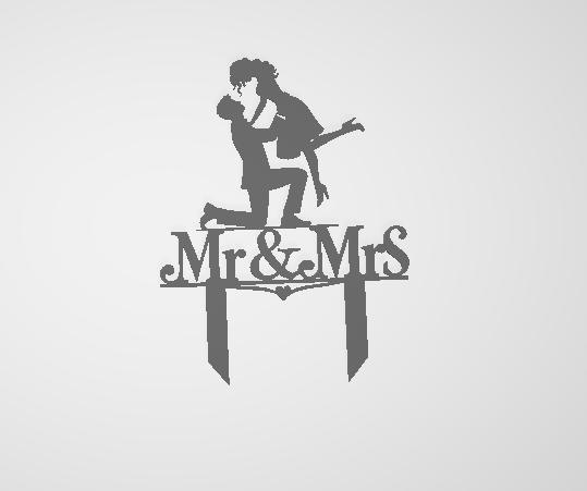 MR & MRS CUTE WEDDING CAKE TOPPER