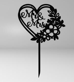 Mr & Mrs" Cake Topper Surrounded by Flowers