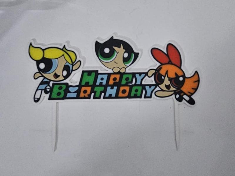 Powerpuff girls happy birthday cake topper 