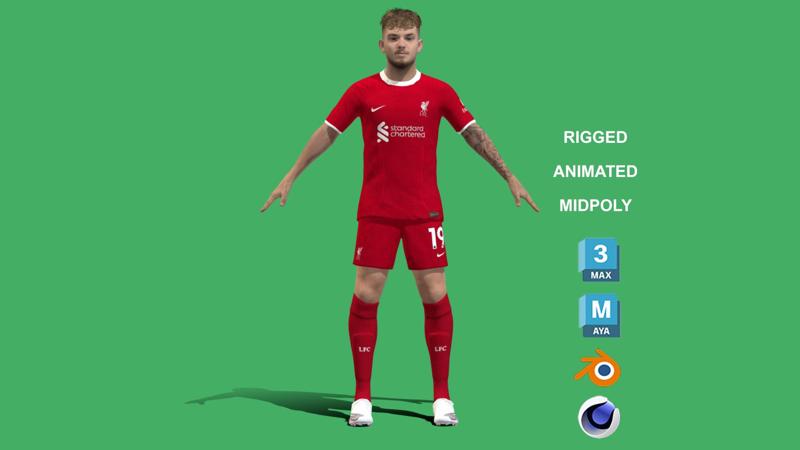 3D Rigged Harvey Elliott Liverpool 2024