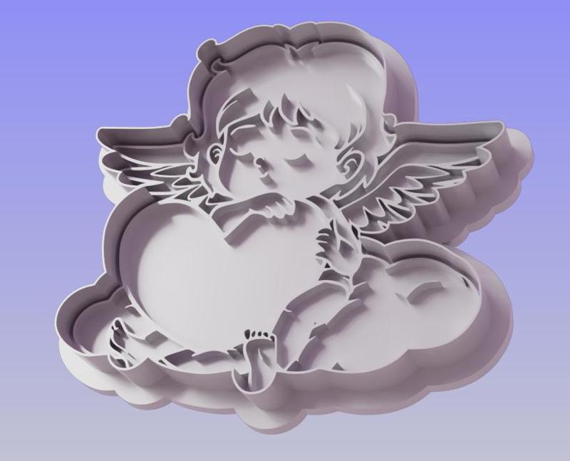 Valentine's Day Cupid Sitting on a Cloud Cookie Cutter and Stamp - Cherubic Romance in Every Treat!