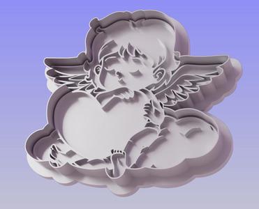 Valentine's Day Cupid Sitting on a Cloud Cookie Cutter and Stamp - Cherubic Romance in Every Treat!