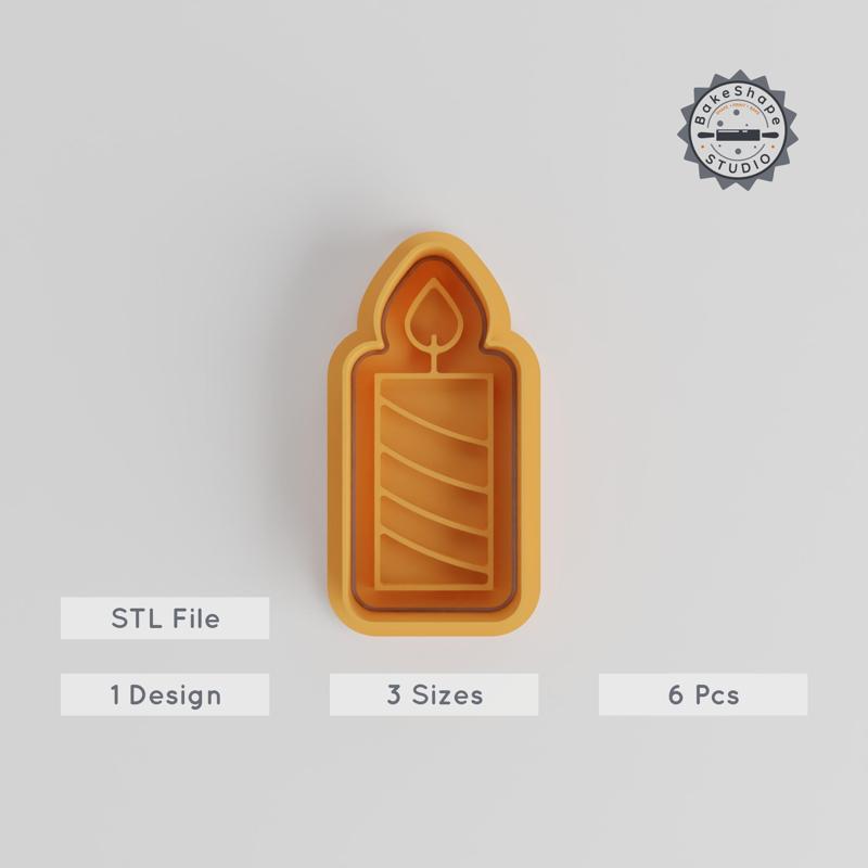 Candle Shape Cutter & Stamp Set, Perfect for Cookies & Fondant, Includes 6 Pieces in S/M/L Sizes, Festive Decoration, Christmas Candle Theme PRODUCT_4826