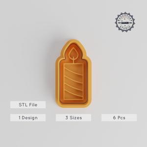 Candle Shape Cutter & Stamp Set, Perfect for Cookies & Fondant, Includes 6 Pieces in S/M/L Sizes, Festive Decoration, Christmas Candle Theme PRODUCT_4826