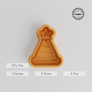 Party Cap Shape Cutter & Stamp Set, Cookie & Fondant Tool, Includes Sizes S/M/L, 6-Piece Celebration Hat, Festive Cone, Birthday Craft PRODUCT_4917