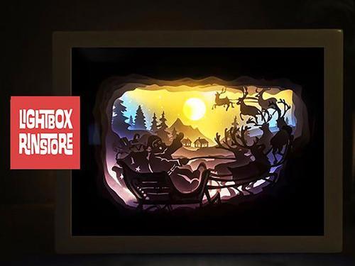 Merry Christmas Santa Claus rides a Reindeer Sleig