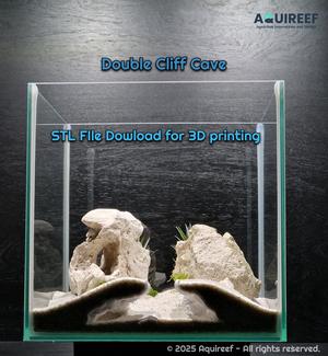 Terrarium & Fish Tank Cave Double Cliff Style | Dual Cliff Fish, Reptile, Amphibian Hide | Natural Aquarium and Terrarium Decor | STL for 3D Print