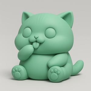 Cute Chubby Cat Figurine STL | Playful 3D Printable Cat Model