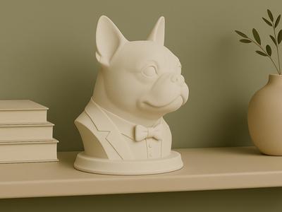 French Bulldog Bust – Dressed in Suit and Bow Tie