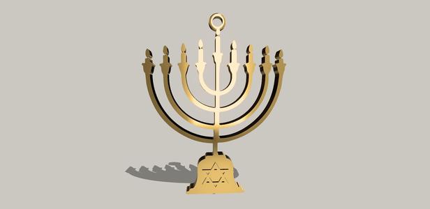 Hanukkah Menorah with Star of David,  Magen David, Shield of David pendant, Jewish gift, 9 branched