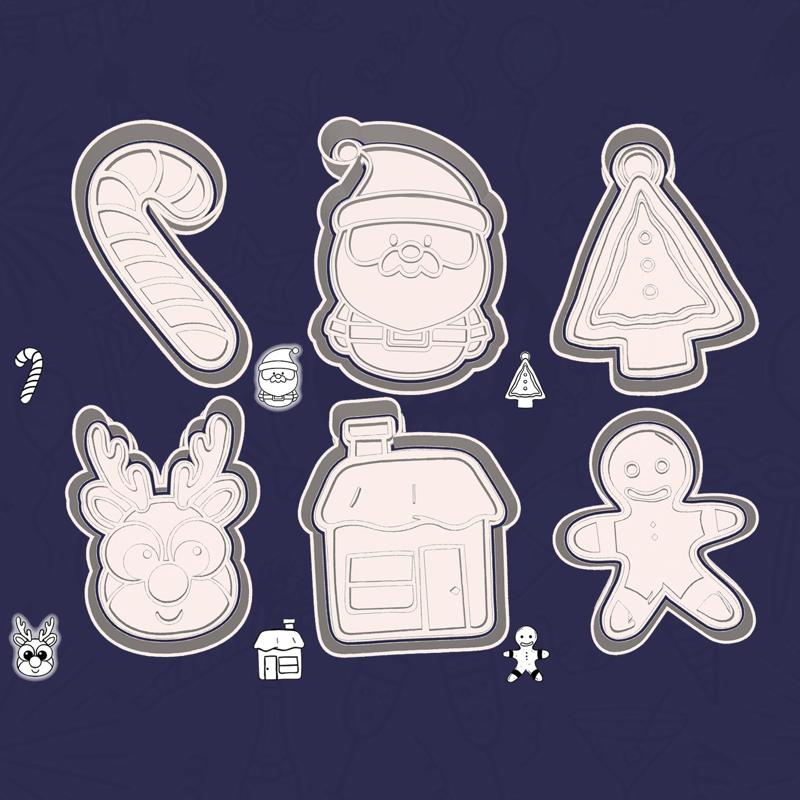 Christmas | New Year cookie cutters - holiday classic set / bundle - 6 pieces