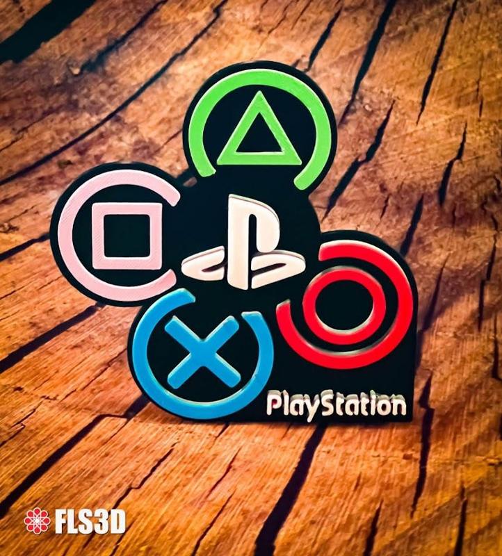 Iconic PlayStation Symbols Desk Display – Gamer Decor