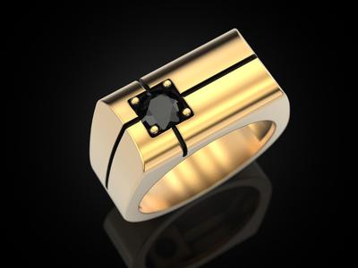 Mens ring with a stone 5 mm