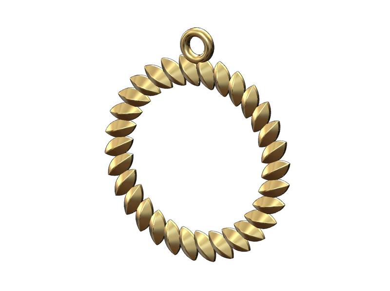 Tilted leaf motif pendant charm 3D print model