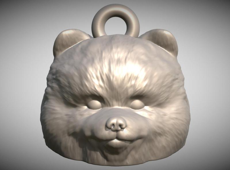 Puppy of Pomeranian head key ring for 3D printing
