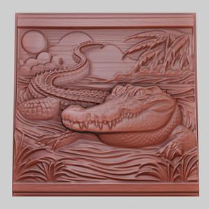 A crocodile basking in the sun 3d printer model animal model obj stl