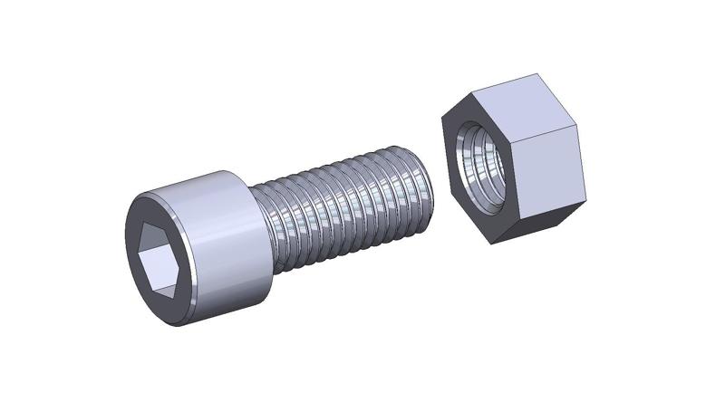 M20 x 45mm bolt DIN 912 VG + M20 nut DIN934 Nut Screw