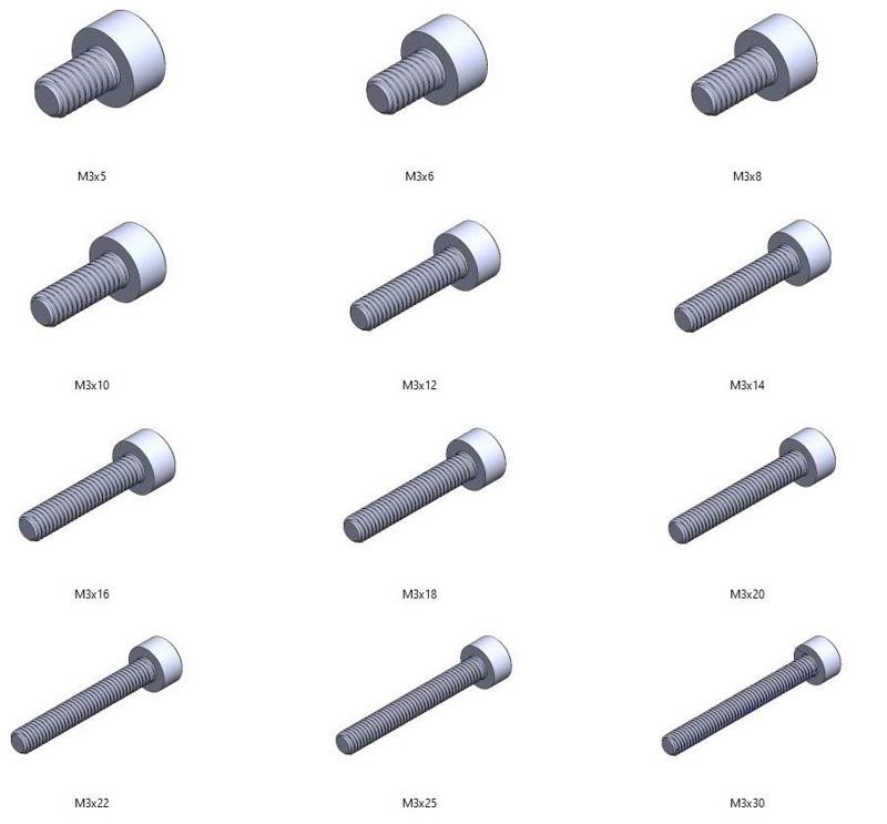 M3 screws DIN 912 VG + M3 nut DIN934 Nut Screw