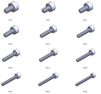 M3 screws DIN 912 VG + M3 nut DIN934 Nut Screw