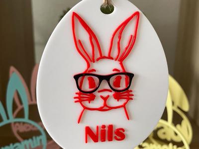 Persnalized Easter egg with bunny