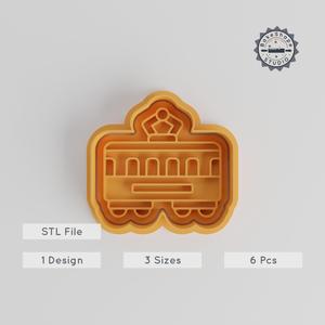Tram Shape Cutter & Stamp Set, 6-Piece, Small Medium Large, Perfect for Cookies & Fondant, City Vehicle Decor, Transportation Design PRODUCT_3283