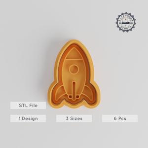Rocket Shape Cutter & Stamp Set, Perfect for Cookies & Fondant, Space Ship, Launch Vehicle Design, Includes S/M/L Sizes, 6 Pieces PRODUCT_3258