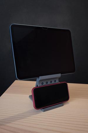Modern Tablet and Phone Stand with Hex Pattern