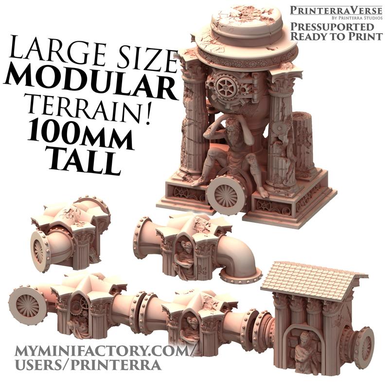 027 ROMANUS Modular Mechanical Temple Ruins Scatter Terrain Battlefield Expansion Set