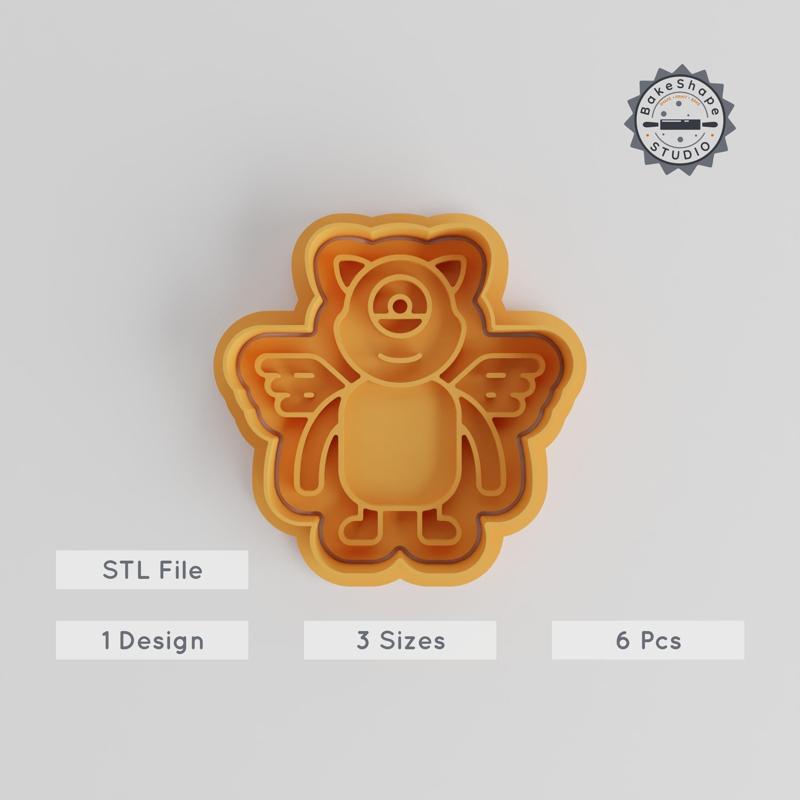 Devil Monster Shape Cutter & Stamp Set, Cookie & Fondant Decorating, 6 Piece Set, Includes S/M/L Sizes, Spooky Alien & Cartoon Demon Design PRODUCT_3002