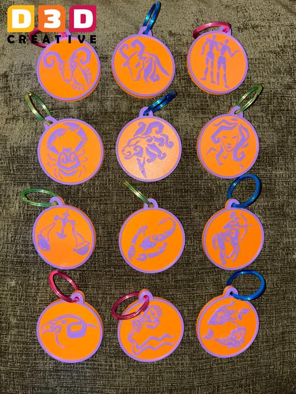 Signs Of The Zodiac - Key Chain, Key Ring, Key Tag