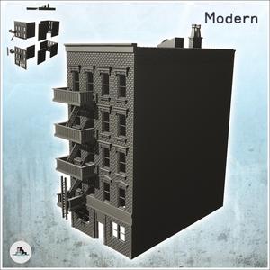 Four-story residential building with exterior escape ladders (1) - Cold Era Modern Warfare Conflict World War 3