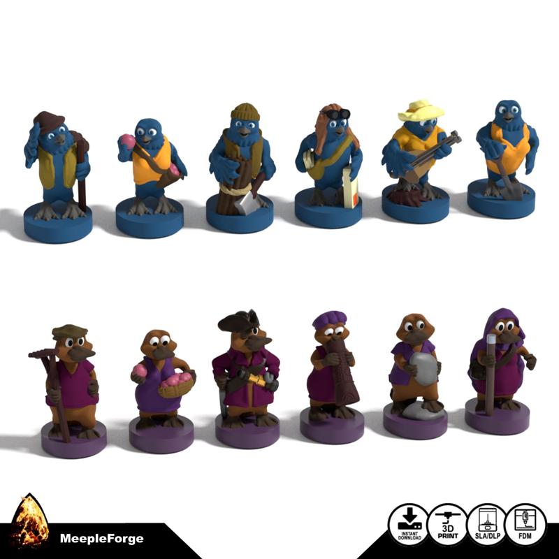 Everdell Board Game Upgraded Critters Starling and Platypus (Unofficial)