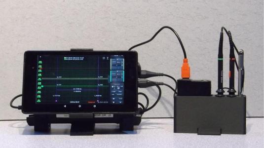 Stand for Hantek 6022BE USB oscilloscope and Nexus 7 Tablet