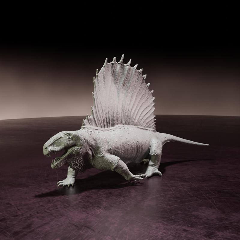 Dimetrodon walking - pre-supported prehistoric animal