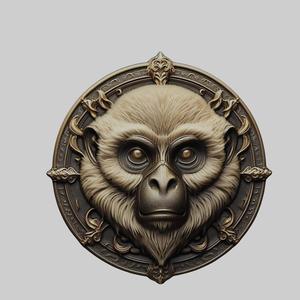 Gibbon Animal Head Gibbon Animal Medallion for CNC Router Laser & 3D Printer