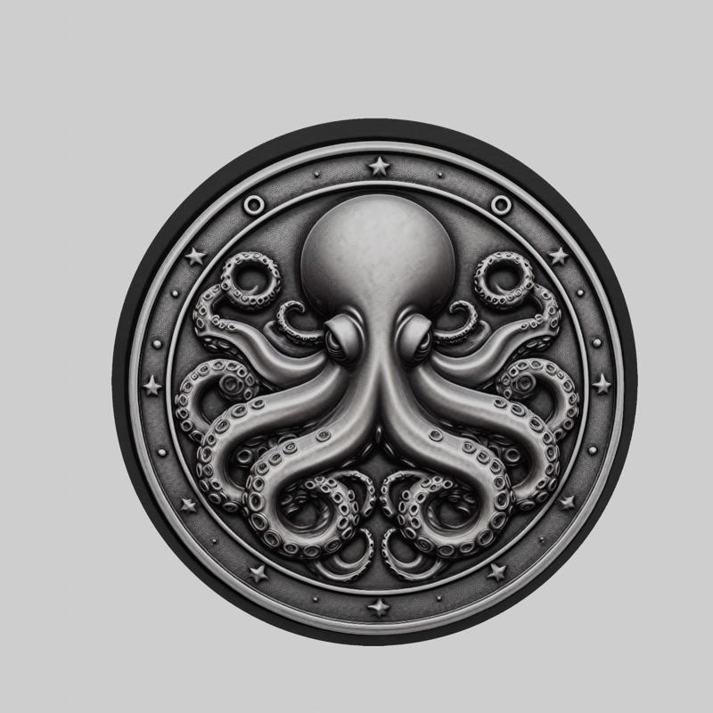 Octopus Animal Head Octopus Animal Medallion for CNC Router Laser & 3D Printer