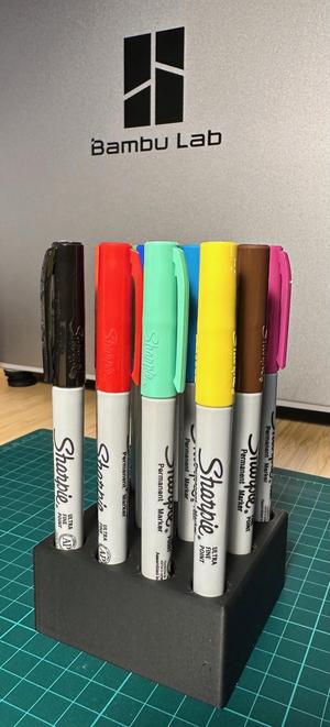 A simple holder for 12 x Sharpie Ultra-Fine (or similar) pens