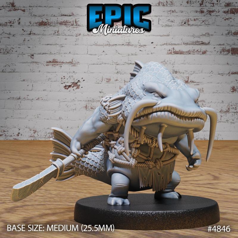 Catfish Folk ‧ DnD Miniature ‧ Tabletop Miniatures ‧ Gaming Monster ‧ 3D Model ‧ RPG ‧ DnDminis ‧ STL FILE