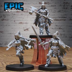 Barbarian Warrior Female Set ‧ DnD Miniature ‧ Tabletop Miniatures ‧ Gaming Monster ‧ 3D Model ‧ RPG ‧ DnDminis ‧ STL FILE