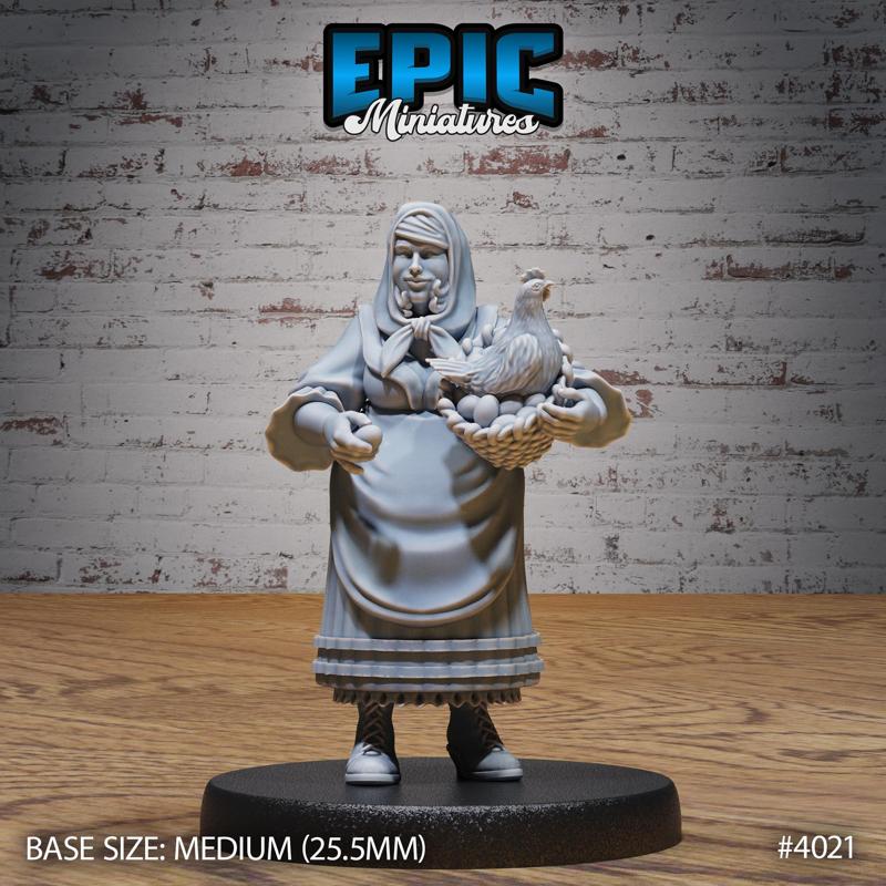 Villager Poultry Woman ‧ DnD Miniature ‧ Tabletop Miniatures ‧ Gaming Monster ‧ 3D Model ‧ RPG ‧ DnDminis ‧ STL FILE