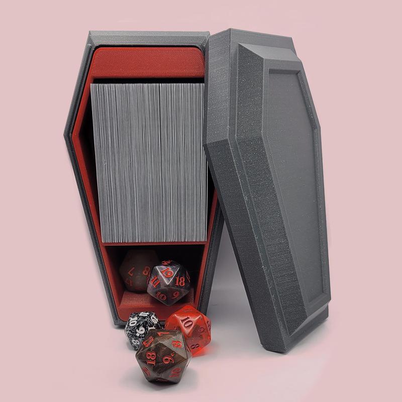 Coffin Box / Deck Box - Holds 100 Sleeved Cards for Commander Decks - Vampire Tribal