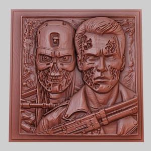 Terminator 3d printer relief medallion obj stl