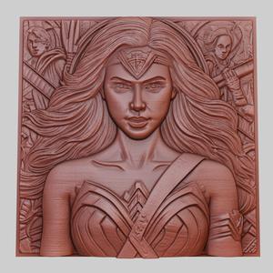 Wonder Woman 3d printer relief medallion obj stl