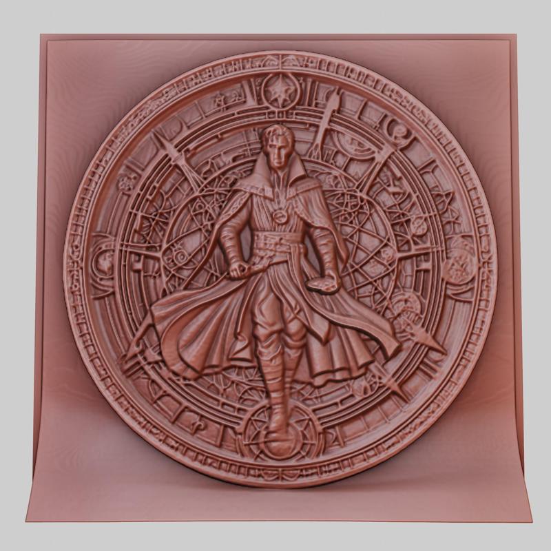 Doctor Strange 3d printer relief medallion obj stl
