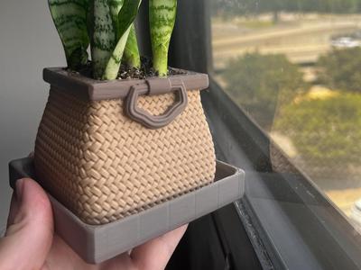 Woven Basket Planter with tray.