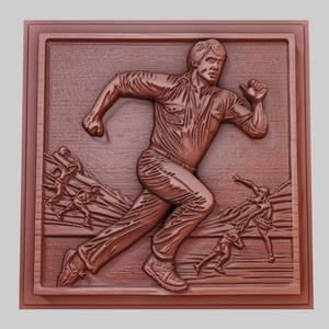 The Running Man 3d printer relief medallion obj stl