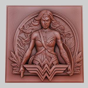 Wonder Woman 3d printer relief medallion obj stl
