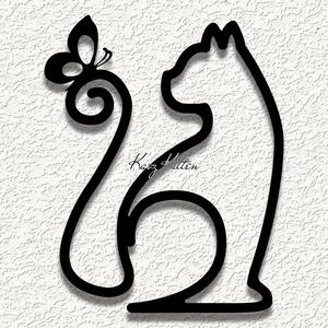 line cat butterfly WALL ART HOME DECOR